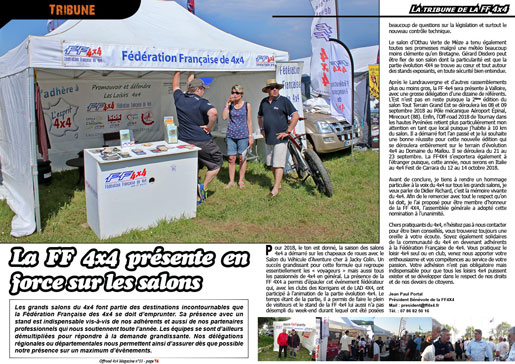 La tribune de la FF 4x4 - août 2018
