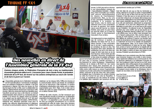 La tribune de la FF 4x4 - juin 2018