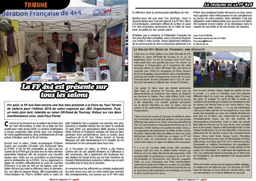 La tribune de la FF 4x4 - octobre 2018