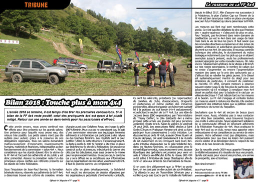 La tribune de la FF 4x4 - décembre 2018
