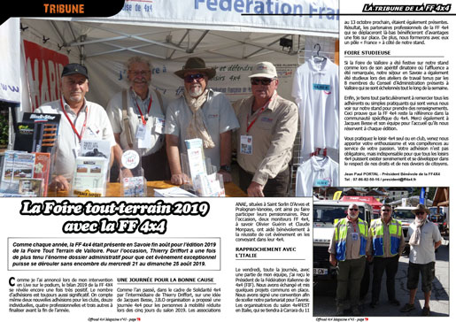 La tribune de la FF 4x4 - octobre 2019