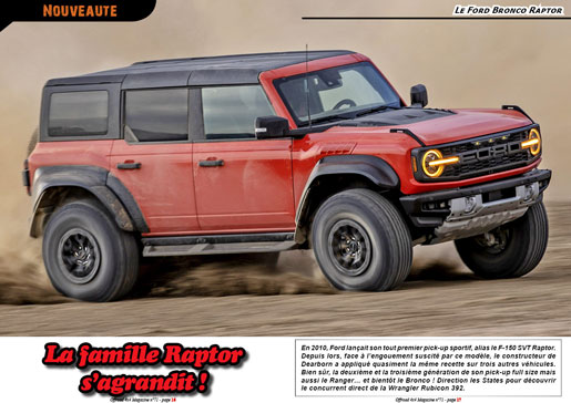 Le Ford Bronco Raptor 2022