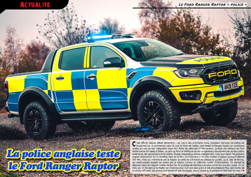 Le Ford Ranger Raptor Police UK