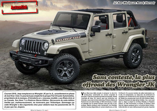 La Jeep Wrangler Recon Edition