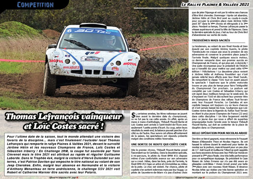 Le Rallye Plaines & Vallées 2021