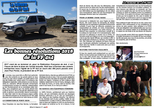 La tribune de la FF 4x4 - janvier 2018