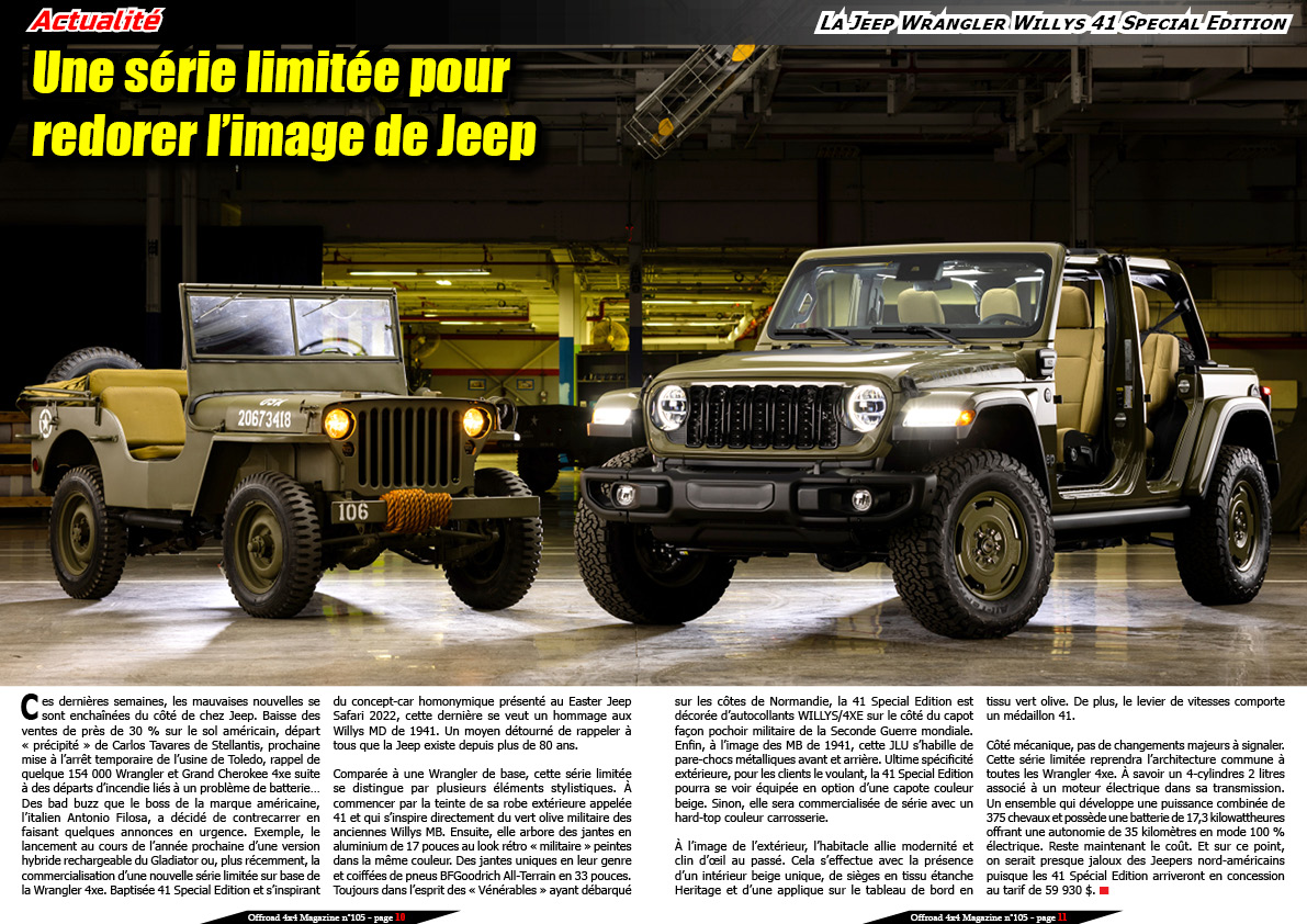 La Jeep Wrangler Willys 41 Special Edition
