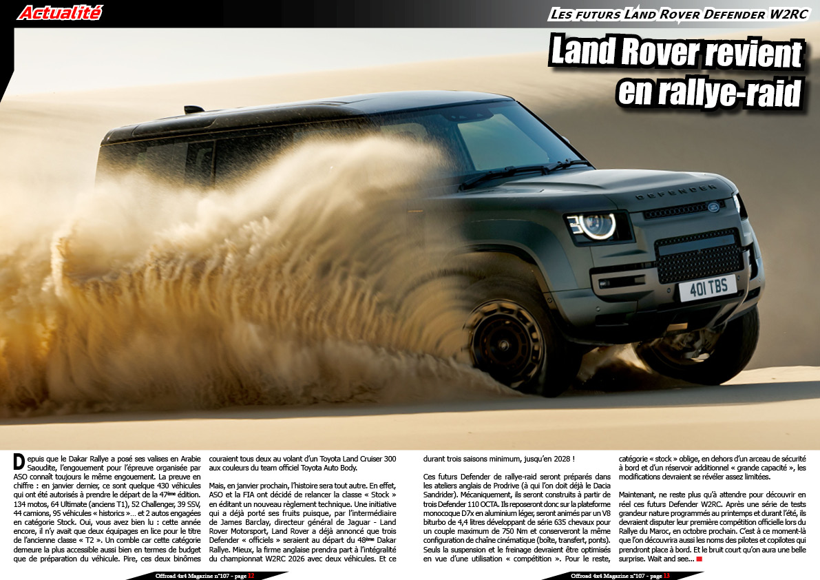 Les futurs Land Rover Defender W2RC