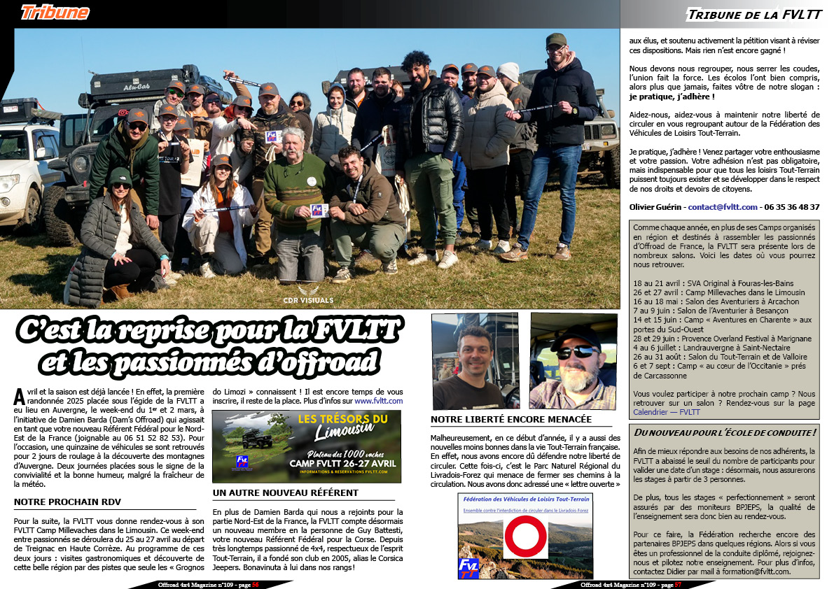 La tribune de la FVLTT d'avril 2025