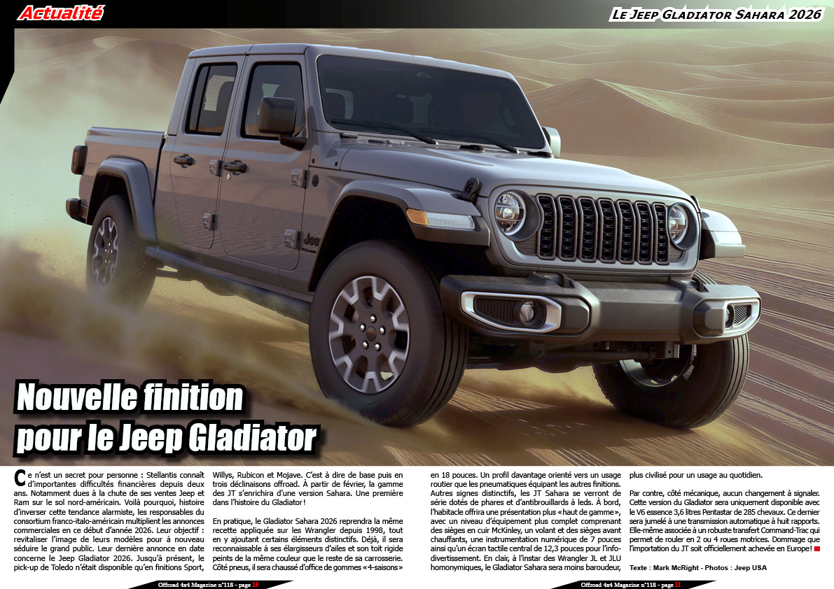 Le Jeep Gladiator Sahara 2026