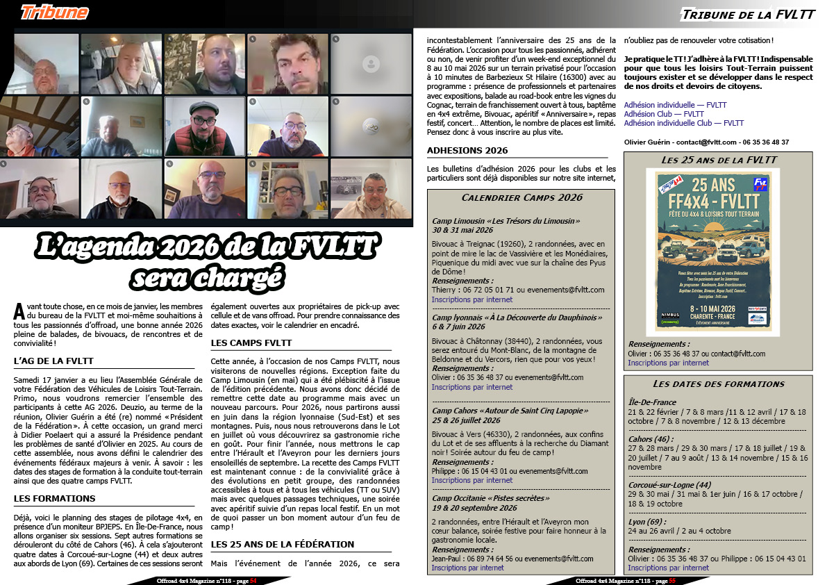 La tribune de la FVLTT de janvier 2026