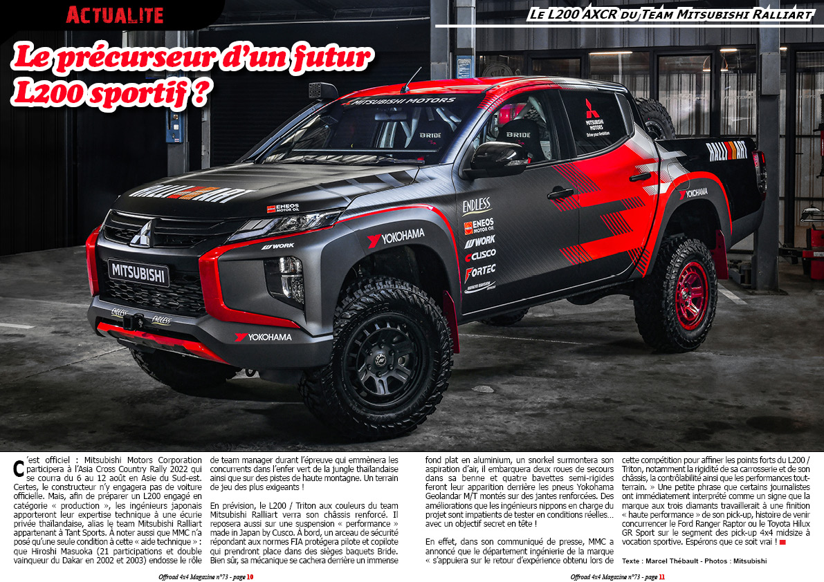 Le L200 AXCR du Team Mitsubishi Ralliart