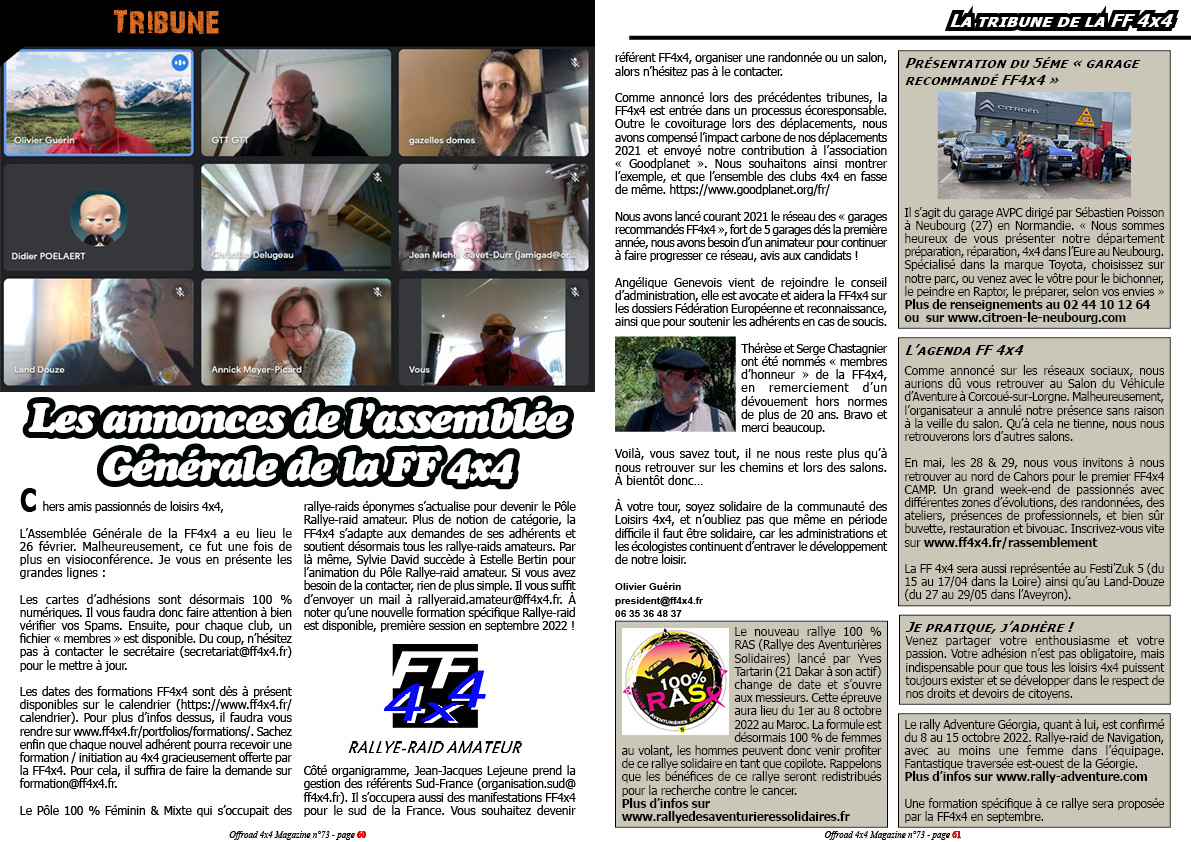 Tribune de la FF 4x4