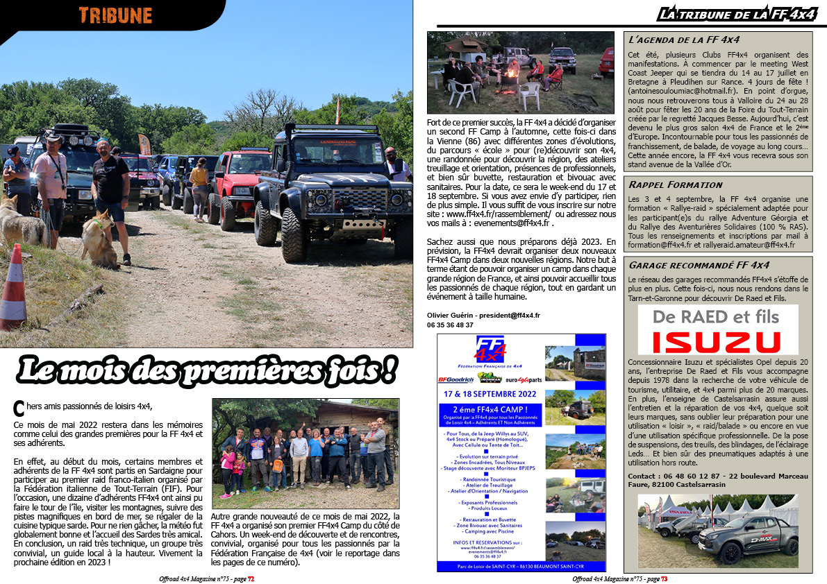 Tribune de la FF 4x4