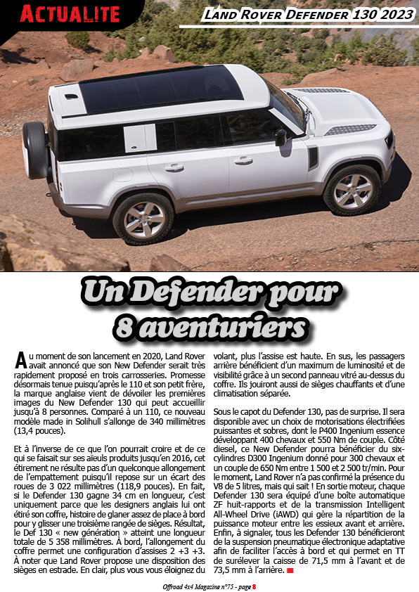 le Land Rover Defender 130 2023