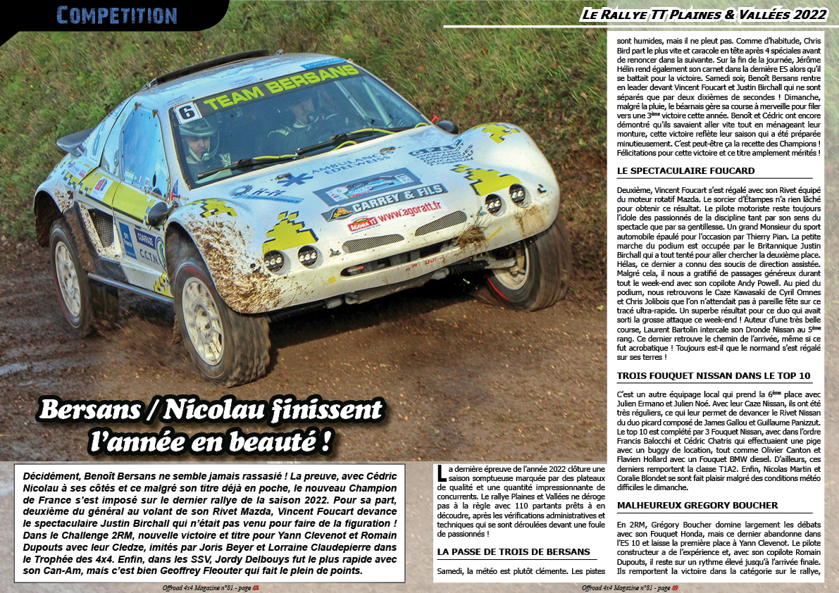 Le compte-rendu du Rallye TT Plaines & VallÃ©es 2022