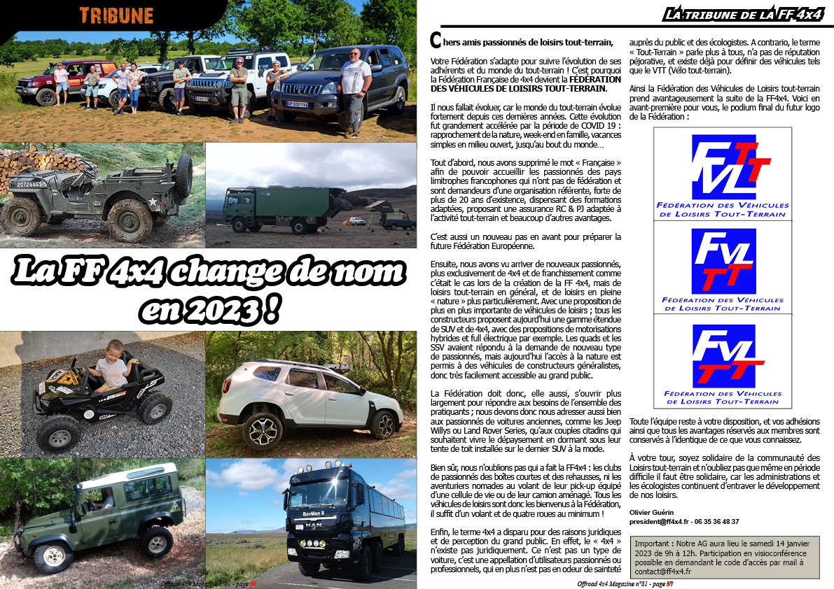 Tribune de la FF 4x4