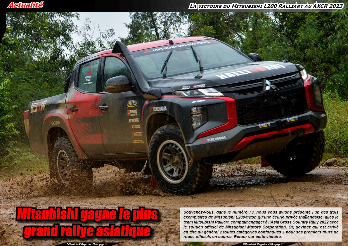 la victoire du Mitsubishi L200 Ralliart au AXCR 2023