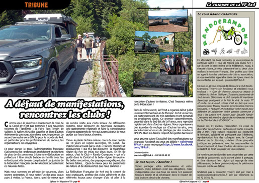 La tribune de la FF 4x4 - août 2020