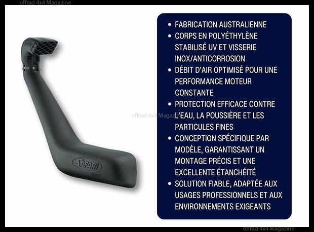 Les snorkel Safari disponibles chez Terrain Tamer Europe